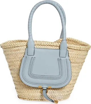 Medium Marcie Panier Woven Palm Basket Tote