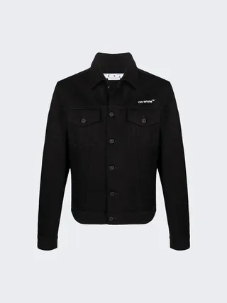 Diagonal Tab Slim Denim Jacket Black