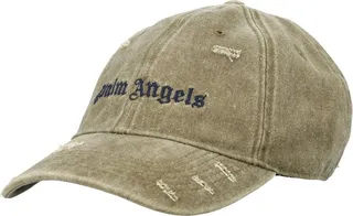 Palm Angels Distressed Logo Embroidered Baseball Cap