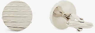 Mens Silver Textured Circular Brass-silver Cufflinks