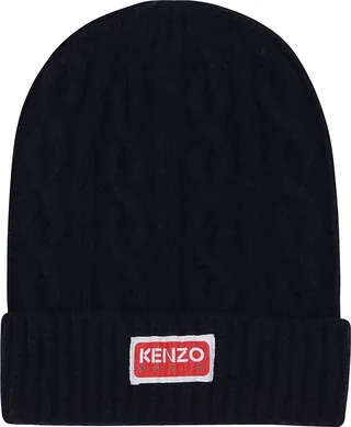 Kenzo Logo-Patch Cable-Knitted Beanie