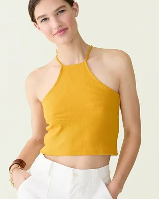 Vintage rib cropped halter tank