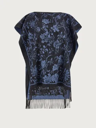 Ferragamo Women Giaguaro print Poncho Blue