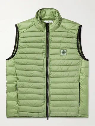 Logo-Appliquéd Garment-Dyed Quilted Shell Down Gilet