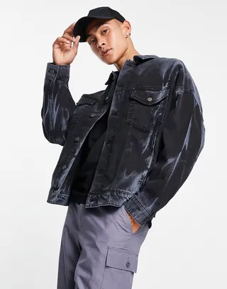 ASOS DESIGN oversized denim jacket in gray wash