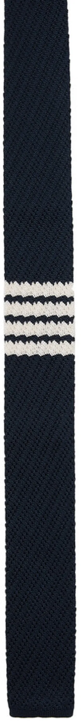 Thom Browne Navy Silk Knit 4-Bar Tie