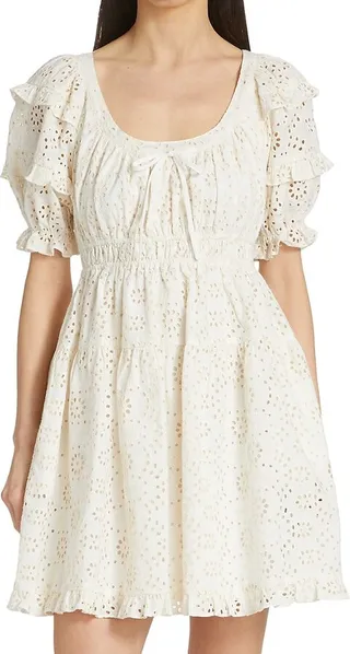 Cavaretta Eyelet Embroidered Cotton Mini Dress