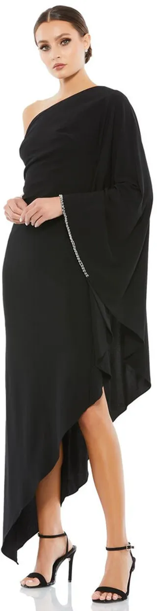 One Shoulder Asymmetrical Hem Flowy Dress