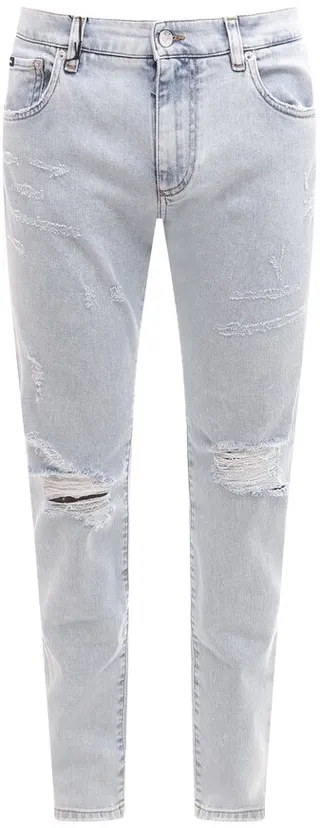 Dolce & Gabbana Logo Plaque Distressed Jeans