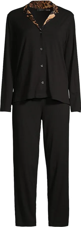 Himalaya 2-Piece Leopard Collar Pajama Set