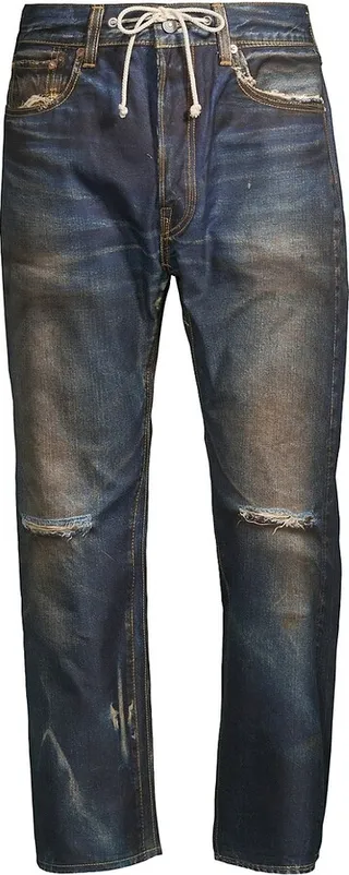 Distressed Drawstring Jeans