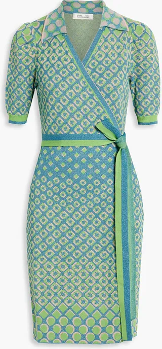 Carlo metallic intarsia cotton-blend mini wrap dress