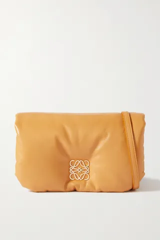 Loewe - Puffer Goya Mini Embellished Padded Leather Down Shoulder Bag - Brown