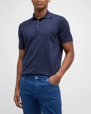 Men's Solid Knit Polo Sweater