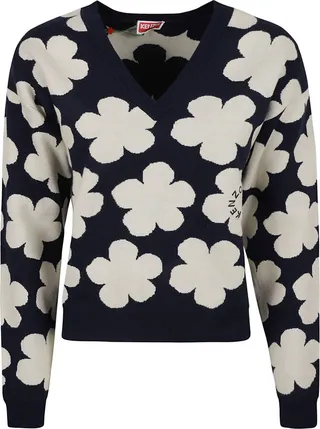 Floral V-neck Sweater