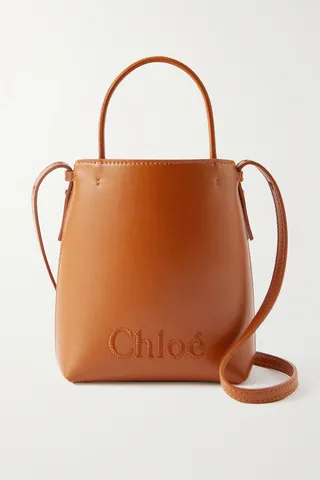 Chloé - + Net Sustain Sense Mini Embroidered Leather Tote - Brown
