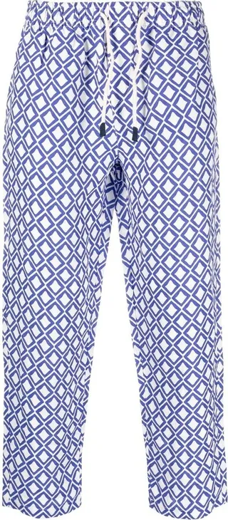 Patterned Cropped Linen Trousers