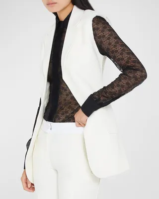Sleeveless Wool Crepe Jacket