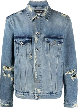 Blue Distressed Denim Jacket