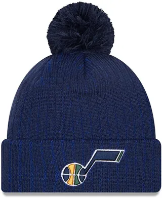 Men's New Era Navy Utah Jazz Breeze Cuffed Knit Hat with Pom