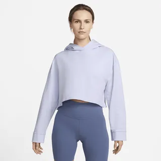 Women's Nike Yoga Luxe Cropped Fleece Hoodie in Purple