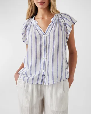 Alena Striped Button-Front Blouse