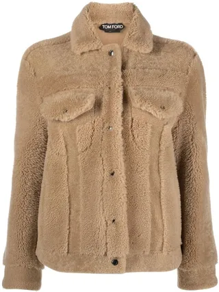 Single-Breasted Shearling Jacket