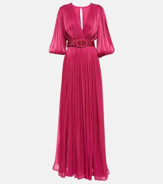 Mira pleated georgette gown