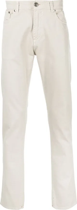Contrast-Trim Straight Trousers