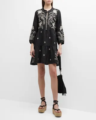 Frankie Embroidered Cutout Mini Dress