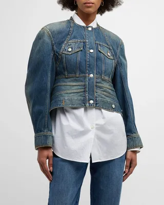 Denim Peplum Crop Jacket