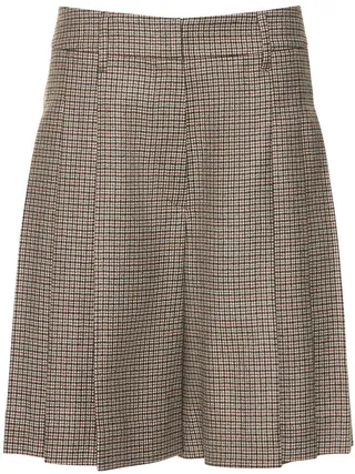 Wool & cashmere check shorts