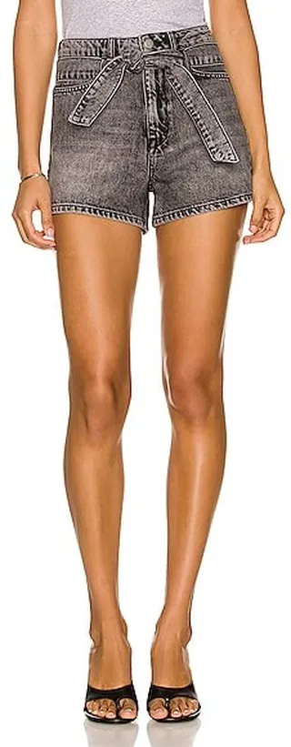Marissa Webb Banks Paper Bag Denim Boyfriend Short in Black