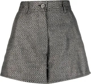 Flared Metallic-Finish Shorts