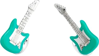Deakin & Francis - Deakin & Francis Sterling Silver Blue Enamel Guitar Cufflinks