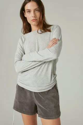 Sandwash Ruched Side Long Sleeve Top