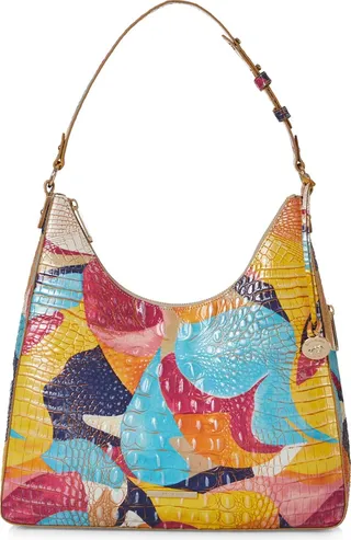 Tabitha Croc Embossed Leather Shoulder Bag