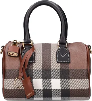 Mini Bowling check canvas & leather bag