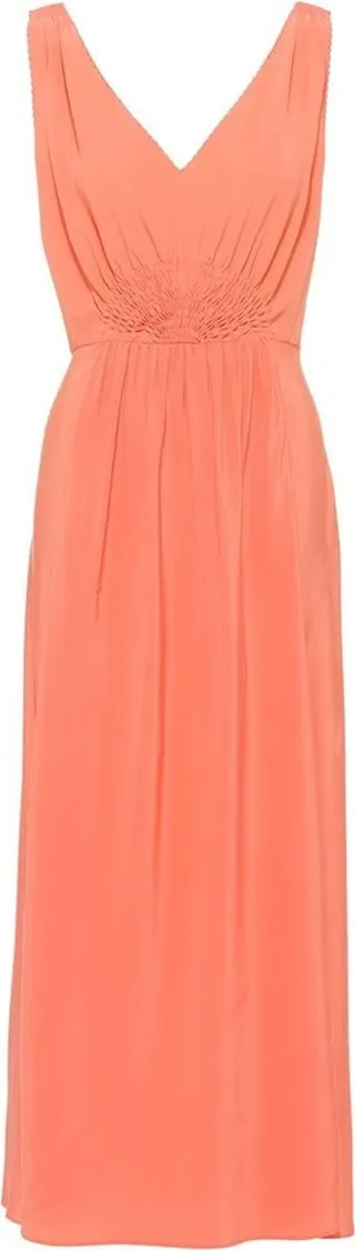 Gathered-Bodice Silk Dress