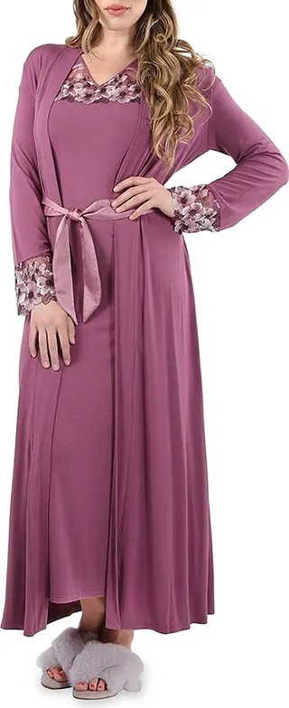 Floral Embroidered Long Robe