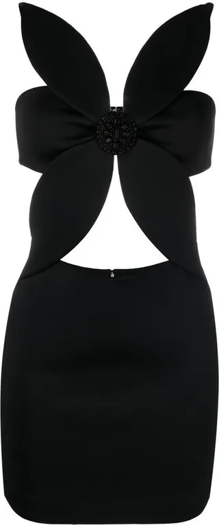 Black Flower Cut-Out Mini Dress