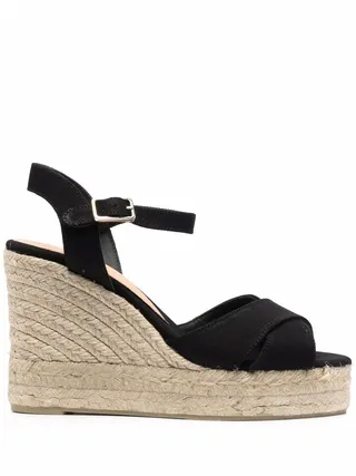 Buckle-Fastening Platform Espadrilles