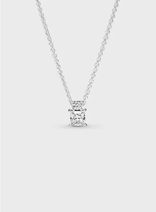Sparkling Collier Round & Square Pendant Necklace