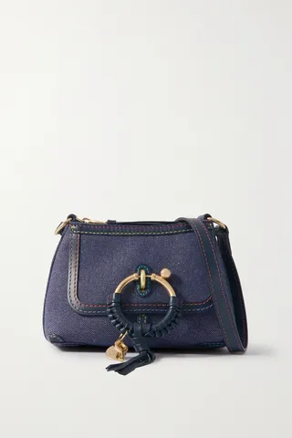 See By Chloé - Joan Mini Leather-trimmed Denim Shoulder Bag - Blue