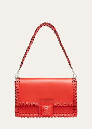 Crown Me Woven Leather Shoulder Bag
