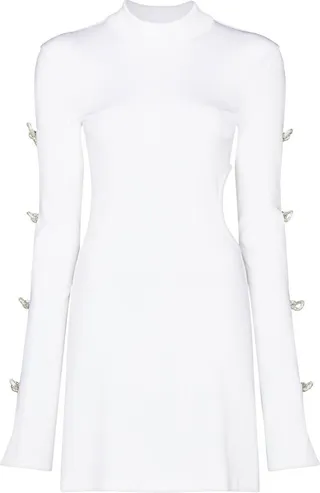 Crystal Bows Cut-Out Mini-Dress