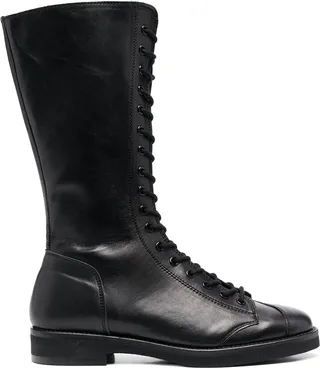 Lace-Up Leather Military Boots