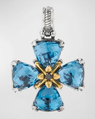 18k Gold Blue Spinal Pendent with Black Diamond