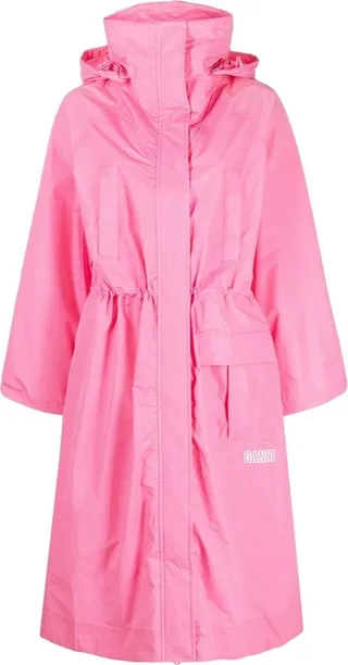 Single-Breasted Hooded Raincoat