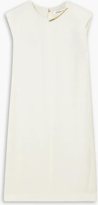 Chain-embellished crepe dress